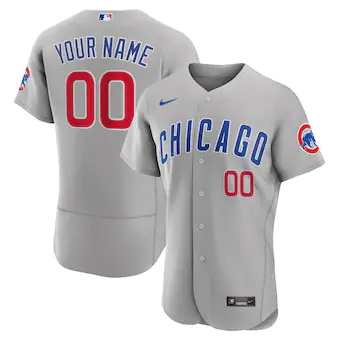 mens nike gray chicago cubs road authentic custom jersey_pi